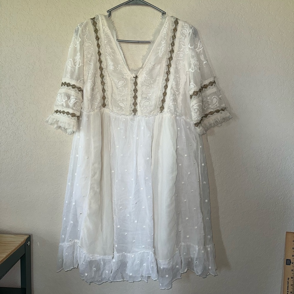 Free People Cream Lace Detail Dress